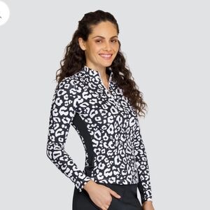 Tail White Label Panther Print ¼ Zip Pullover – Size S – Black & White